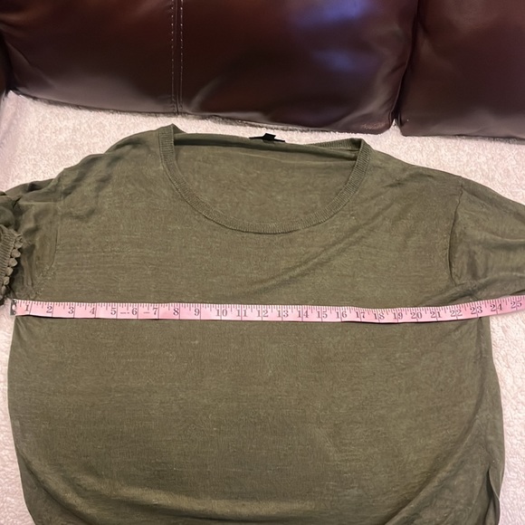 J. Crew Women Military Green Linen Scoop Neck Sweater with Lace Trim Size Large - Picture 8 of 12